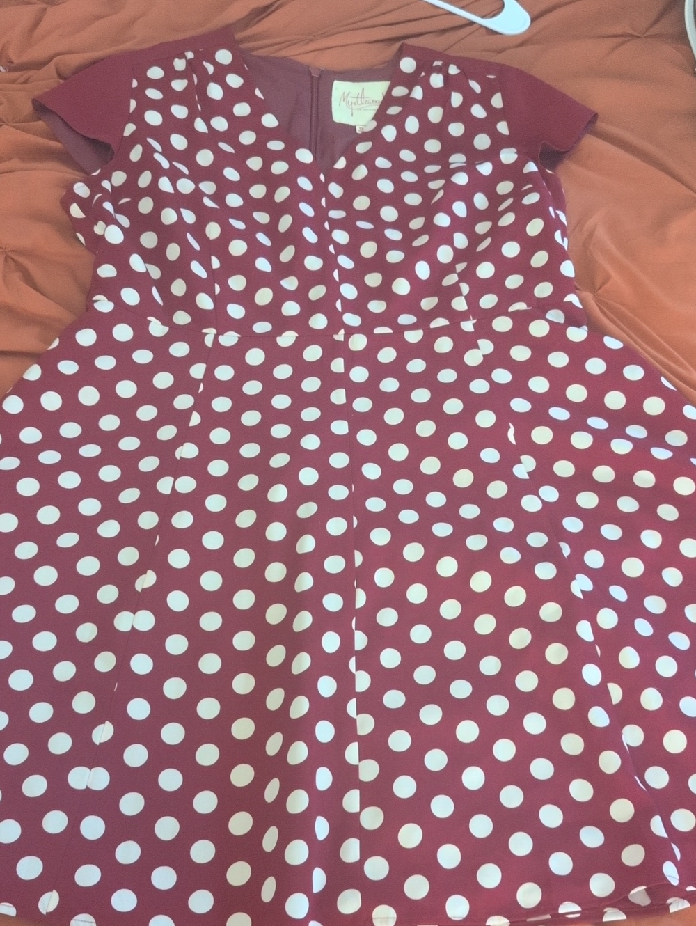Modcloth Burgundy Polka Dot Mini Dress